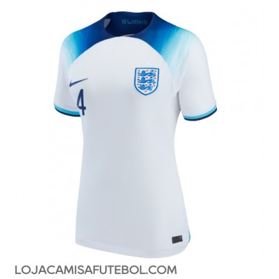 Camisa de Futebol Inglaterra Declan Rice #4 Equipamento Principal Mulheres Mundo 2022 Manga Curta